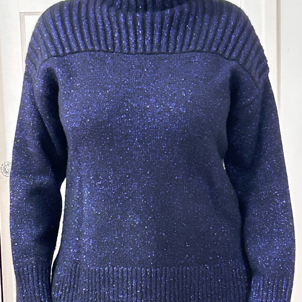 COS Purple Sparkle Rib-Trim Chic Women’s Sweater